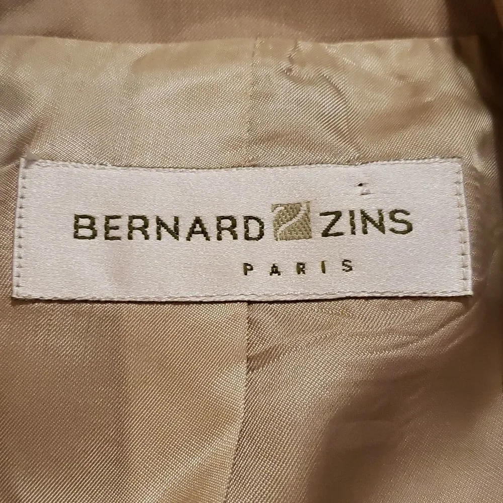 Bernard Zins Paris Women's Cream Blazer‎ Jacket Size 14